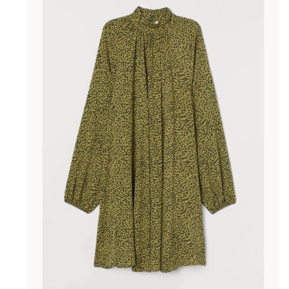 H&M Olive spotted Wide-Cut Dress